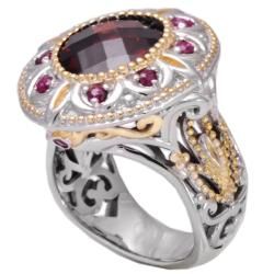 Michael Valitutti 18k Gold over Silver Garnet and Ruby Ring Michael Valitutti Gemstone Rings