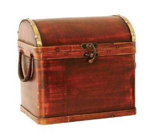Wald Imports 8 1/4 Inch Stained Wood Trunk with Metal Accents  