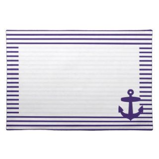 Navy Blue Anchor and Sailor Stripes Placemats
