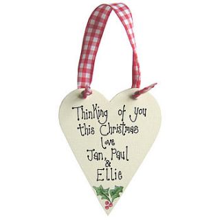 personalised christmas message heart by country heart