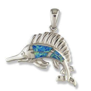 Synthetic Opal Sterling Silver SailFish Pendant CoolStyles Jewelry