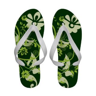 Girly Green Heart Floral Swirl Sandals