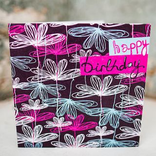 etched floral birthday card by rachael taylor