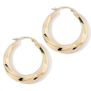 14K Yellow Gold Swirled Hoop Earrings