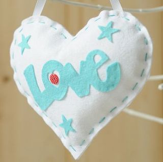 winter white felt love heart sewing kit by kitty kay   'make & sew'