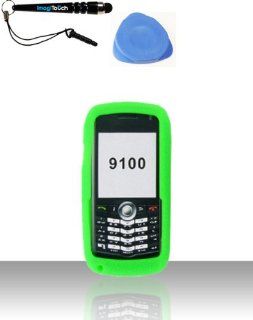 3 in 1 Bundle For Blackberry Pearl 9100   PREMIUM Silicon Case Phone   Neon Green + IMAGITOUCH(TM) Touch Screen Stylus Pen and Pry Tool Cell Phones & Accessories