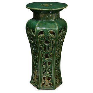Shop Porcelain Garden Pedestal Stool   Green at the  Home Dcor Store. Find the latest styles with the lowest prices from ChinaFurnitureOnline