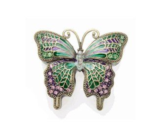 Green and Pink Jeweled Butterfly Keepsake Cremation Urn   Home And Garden Products