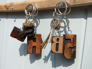 original vintage letterpress keyrings by home & glory