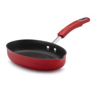 Rachael Ray Porcelain Enamel II Nonstick 9 Inch Oval Skillet with Pour Spout, Red Gradient Kitchen & Dining