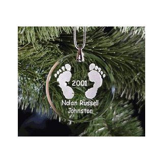 Personalized Etched Glass Baby Feet Christmas Ornament  Baby Keepsake Products  Baby