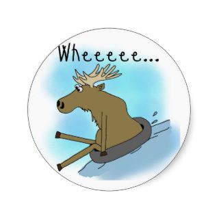 Moose Snow  Tubing Round Sticker
