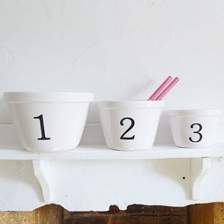 set of three ceramic mixing bowls by lilac coast