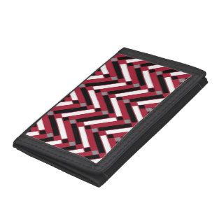 Football Team Colors   Red, Black, Silver & White Trifold Wallets