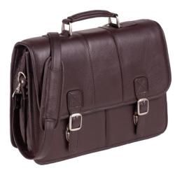 IT Luggage Leather Double Gusset Briefcase w/ 2 Buckles Brown IT Luggage Fabric Briefcases