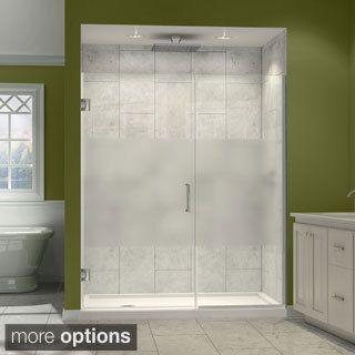 Dreamline Unidoor Plus 72 In. H X 30   31 In. W Frameless Hinged Shower Door, Half Frosted Glass