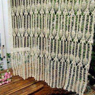 Vintage hand crochet lace Cotton Cafe off white Curtain/Valance 201239   Throw Pillow Covers
