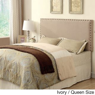 Furniture Of America Furniture Of America Adjustable Nailhead Trim Flax Upholstered Headboard Ivory Size Full