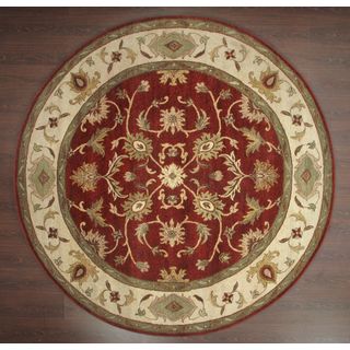 Hand knotted Ziegler Rust Beige Vegetable Dyes Wool Rug (4 Round)