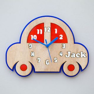 personalised child's wood car clock by neltempo