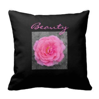 Beauty Pink Flower Pillow  Black background
