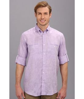 Culture Phit Adan Relaxed Fit Linen Shirt Mens Long Sleeve Button Up (Purple)