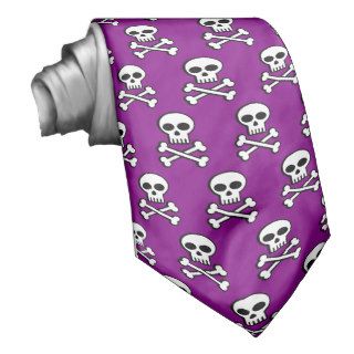 Skull and Crossbones on Purple Necktie