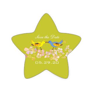 Kissing Birds Baby Green Save the Date Stickers