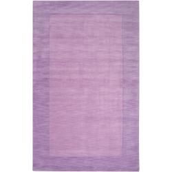 Hand crafted Purple Tone on tone Bordered Emeto Wool Rug (6 X 9)