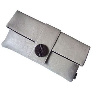 stone leather vintage button clutch bag by use uk
