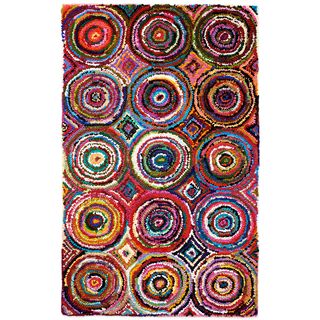 Tangi Multi colored Circles Pattern Recycled Cotton Rug (10 X 14)