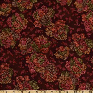 43'' Wide Garden Patch Flannel Clusters Burgundy Fabric By The Yard
