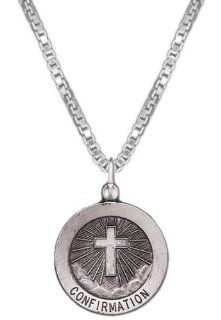 0.925 Sterling Silver Catholic Confirmation Pendant and 16, 18, 20 or 24 inch 1mm box chain Necklace Jewelry