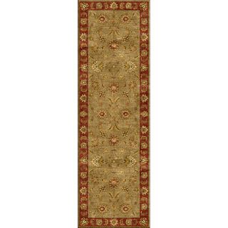 Hand tufted Traditional Oriental Pattern Green Rug (26 X 10)