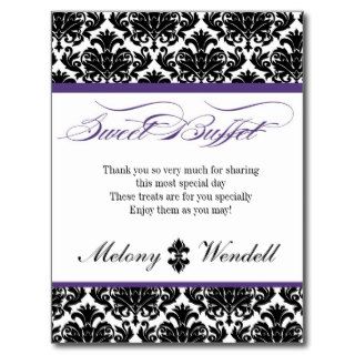 Purple Damask Wedding Dessert Buffet Candy table Post Card