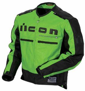 Icon Motorhead Leather Motorcycle Jacket Green/Black 2X Automotive