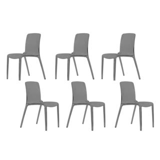 Laos Polycarbonate Transparent Black Dining Chairs (set Of 6)