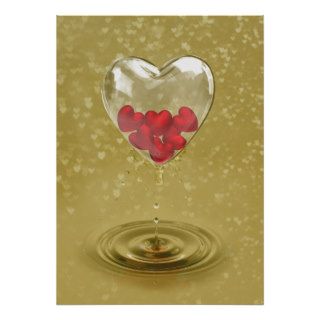 Romantic Glass Heart Design   Poster