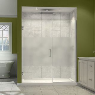 Dreamline Unidoor Plus 72 In. H X 53   54 In. W Frameless Hinged Shower Door, Half Frosted Glass