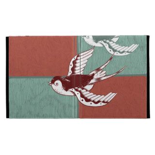 Two Flying Sparrows Birds Red Blue Color Blocks iPad Folio Case