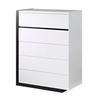 Global Furniture Usa Trinity White/ Black Finish Chest Black Size 5 drawer