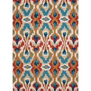 Hand tufted Transitional Tribal Pattern Blue Rug (76 X 96)