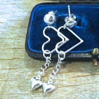 sterling silver heart dangle earrings by ava mae designs