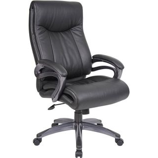Boss Leatherplus Bonded Leather Pillow Top Executive Chair With Padded Arms