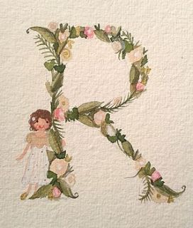 girl's floral initial painting by love lucy illustration