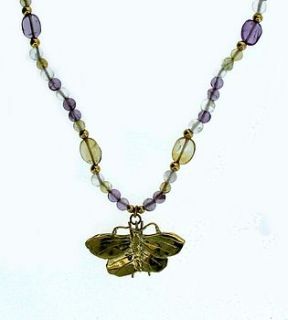 gold and gem butterfly necklace by will bishop jewellery design