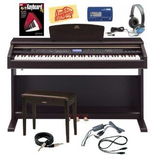 Yamaha YDP V240 Arius 88 Key Digital Piano Bundle with Bench, USB MIDI Interface, Metronome, Essential Cables Pack, Headphones, Instructional Book, and Polishing Cloth   Dark Rosewood Musical Instruments