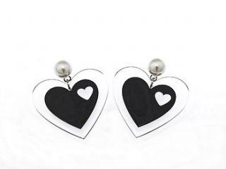 pearl and acrylic heart earrings by anna lou of london