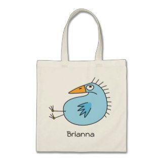 Grumpy blue bird cute cartoon personalized bag