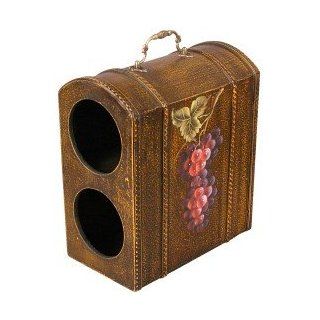 Wooden Hand Made & Hand Painted Wine Gift Box, Holds Two Bottles   Decorative Boxes